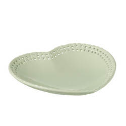 Zelený keramický talíř / miska ve tvaru srdce Hella Pastel Green - 22*22*4 cm