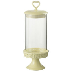 Žlutá keramická dóza na noze s víkem Hella Yellow M - Ø 11*31cm