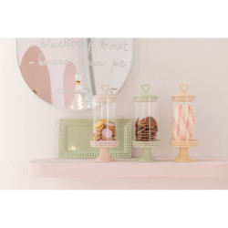 Zelená keramická dóza na noze s víkem Hella Pastel Green M - Ø 11*31cm