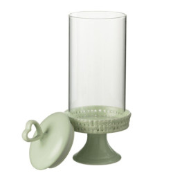 Zelená keramická dóza na noze s víkem Hella Pastel Green M - Ø 11*31cm