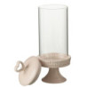 Růžová keramická dóza na noze s víkem Hella Pastel Pink M - Ø 11*31cm