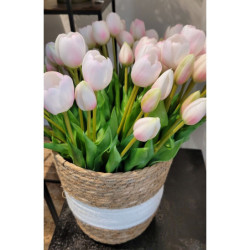 Přírodní košík z mořské trávy s bílým pruhem Witte - Ø 25*25 cm