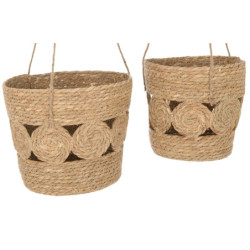 2ks přírodní závěsný košík z mořské trávy - Ø 28*26 / Ø 32*27 cm