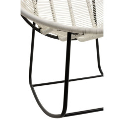 Bílo-černé kovové houpací křeslo s výpletem Pam White - 56*65*67 cm