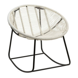Bílo-černé kovové houpací křeslo s výpletem Pam White - 56*65*67 cm