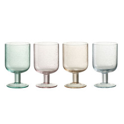 4ks barevná sklenička na noze s bublinkami Louise - Ø8*13cm / 360ml