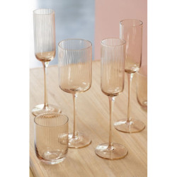 Jantarová sklenička na vodu s vroubkováním Ralph - Ø7*9cm / 260ml