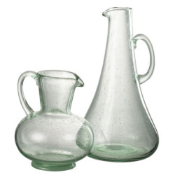 Zelený skleněný džbán s bublinkami Yones M - 16*15*21cm