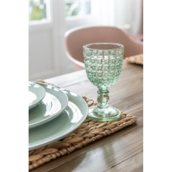 Reliéfní zelená sklenička na noze Embossed - Ø8*17cm / 200ml