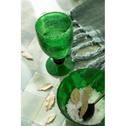 Zelená skleněná miska s bublinkami Lisboa - Ø15*6cm / 630ml