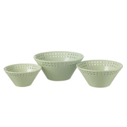 3ks zelená keramická miska Hella Pastel Green - Ø14*6 / Ø17*7 / Ø19*9 cm