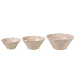 3ks růžová keramická miska Hella Pastel Pink - Ø14*6 / Ø17*7 / Ø19*9 cm