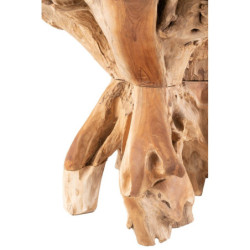 Přírodní jídelní stůl z teakového dřeva a skleněnou deskou na kmeni Raoul teak - Ø140*75cm