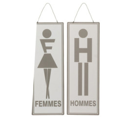 2ks závěsná kovová cedule Men Women, Femmes Hommes - 16*46 cm