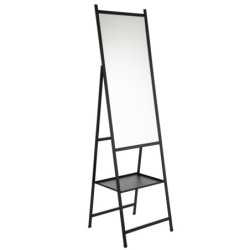 Stojací zrcadlo v černém kovovém rámu Industrial - 45*161 cm