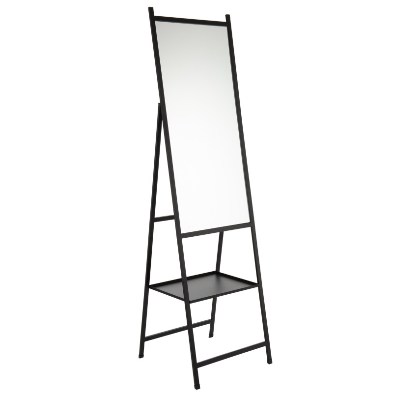 Stojací zrcadlo v černém kovovém rámu Industrial - 45*161 cm