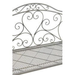 Kovová greige zahradní lavice se srdíčkovými ornamenty Heartina - 103*55*94 cm