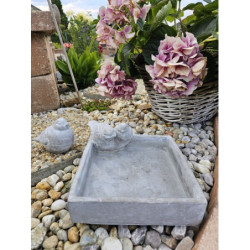 Cementové ptačí pítko/krmítko s ptáčky - 22*20*10cm