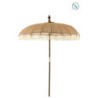 Béžový jutový slunečník s dřevěnou tyčí a třásněmi Boho - ∅165*267 cm