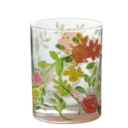 Sklenička na vodu s barevnými květy Floral glass - Ø8*10cm / 280ml