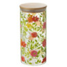 Skleněná dóza na potraviny s dřevěným víčkem a květy  Floral glass - Ø10*23cm / 1400ml