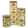 Skleněná dóza na potraviny s dřevěným víčkem a květy  Floral glass - Ø10*30cm / 1900ml