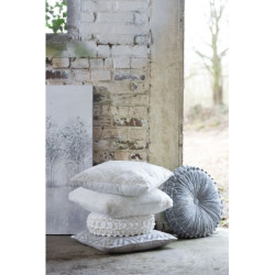 Bílý sametový polšář s ornamentem a výplní Vende - 44*44cm