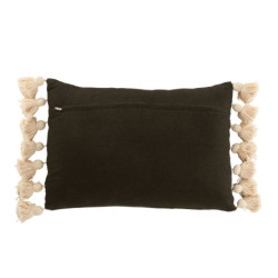 Khaki polštář se střapci a výplní Pompom - 50*35cm