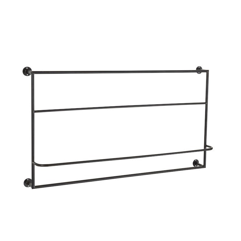 Černý nástěnný věšák na ručníky - 93*16*53 cm