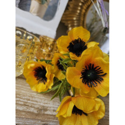 Žlutá dekorativní umělá květina Bouquet Poppy - 10*10*33cm