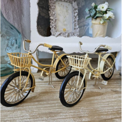 2ks béžový a žlutý antik kovový retro model kola Womens Bike - 23*8*12 cm