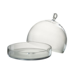 Transparentní skleněný podnos s poklopem Bell Jar L - Ø 22*25 cm