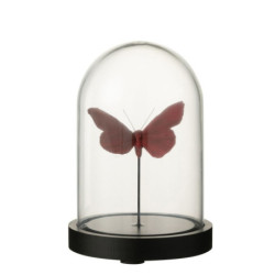 Dekorativní podnos s vínovým motýlkem a skleněným poklopem Butterflies - Ø 11*16cm
