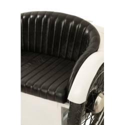 Bílo-černá kovová designová pohovka ve tvaru auta Car - 127*99*80cm