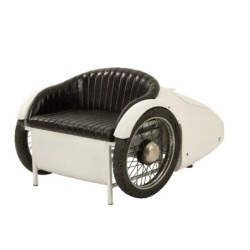 Bílo-černá kovová designová pohovka ve tvaru auta Car - 127*99*80cm
