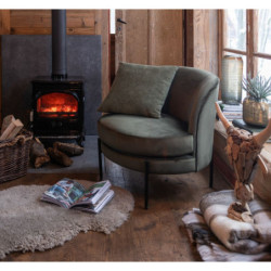 Zelené sametové kulaté křeslo Lounge chair Jammy Green - 71*67*66cm