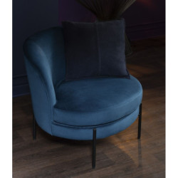 Modré sametové kulaté křeslo Lounge chair Jammy Blue - 71*67*66cm