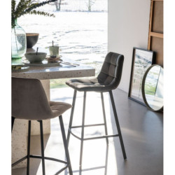 Šedá sametová barová židle Barstool Morgan Grey - 47*43*95cm