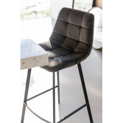Šedá sametová barová židle Barstool Morgan Grey - 47*43*95cm