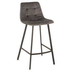 Šedá sametová barová židle Barstool Morgan Grey - 47*43*95cm