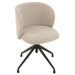 Béžová sametová jídelní točící židle Chair Turn Beige - 56*48*77cm