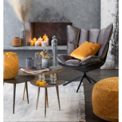 Tmavě šedé sametové relaxační křeslo Chair Relax Bubby Grey - 78*73*92cm