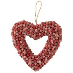 Dekorativní věnec ve tvaru srdce z červených bobulí Berries - 30*6*30cm