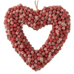 Dekorativní věnec ve tvaru srdce z červených bobulí Berries - 30*6*30cm