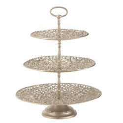 Champagne dekorační 3-patrový etažér Coral Cake - Ø 45*60 cm
