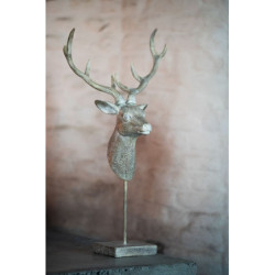 Hnědá antik dekorace Jelen na noze - 16*16*62 cm