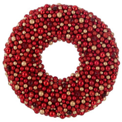 Červeno-zlatý dekorativní věnec z malých ozdob Balls - 50*9*50cm