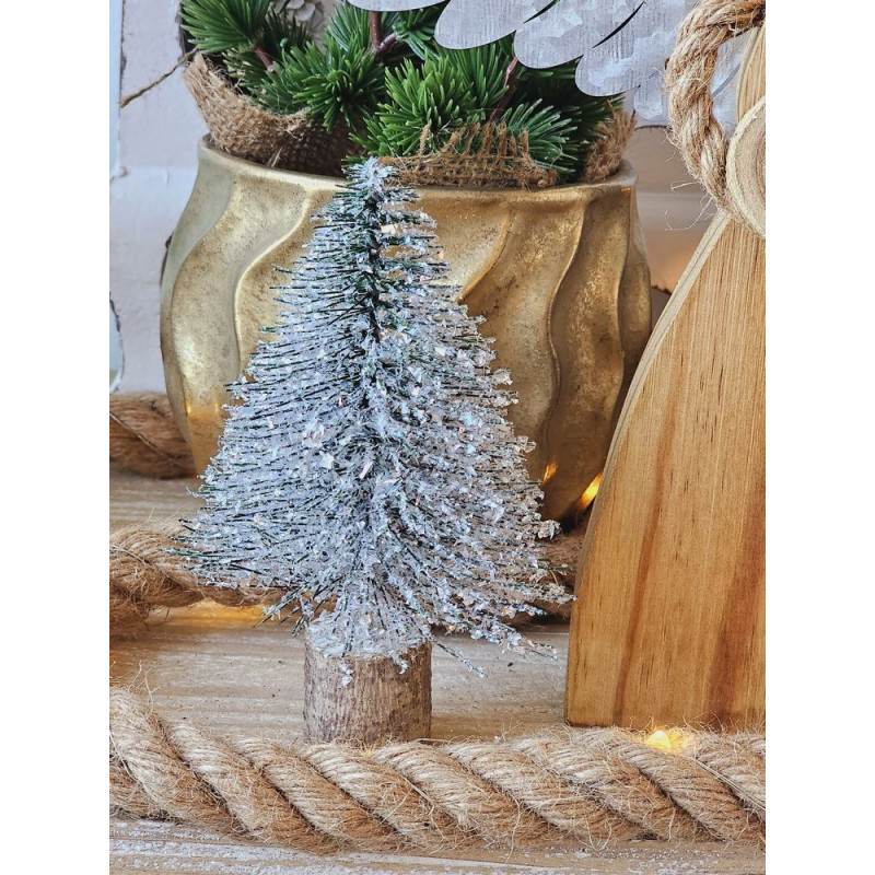 Malý zelený třpytivý vánoční stromeček Tree glitter - Ø 9*15 cm