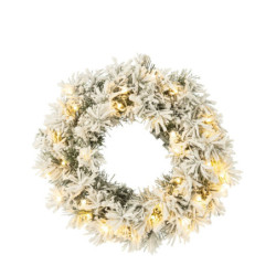 Zasněžený zelený vánoční věnec s led světýlky Snowy green M - Ø 44*16 cm
