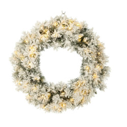 Zasněžený zelený vánoční věnec s led světýlky Snowy green L - Ø 63*13 cm